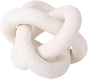 Deer0066-dc-001 Deerwin Wood Knot Chain Link Decor - 3 Boho Wooden Hand Carved Decorative White