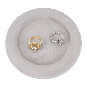 Delorigin Ajew-wh0326-82b-us28 Velvet Jewelry Display Holder Round Gray Tray Dish Showcase O