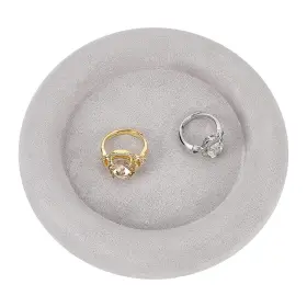 Ajew-wh0326-82b-us28 Delorigin Velvet Jewelry Display Holder Round Gray Tray Dish Showcase O