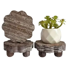 Hbxmzs001 Demulans 3 Pack Small Scalloped Wood Risers For Display Wooden Stands With Removable