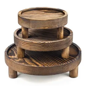Jd315 Destop 3pcs Wooden Display Risers For Wood Riser Pedestal Stand