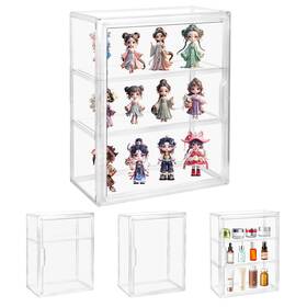 Dezzer De28845 3 Tier Acrylic Display Case For Figures Clear Home Storage Organizer With 2