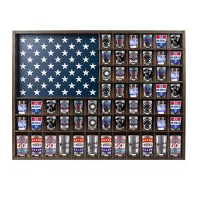 Dignew 0652 Shot Glass Display Case With American Flag 60 Slots 33.5 25.3ftft Wooden Bod