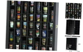 Display Gifts Inc. 615867462726 41 Shot Glass Case Holder Bar Collection Cabinet Wall Rack Black Finish Display Gifts Inc. 615867462726 41 Shot Glass Case Holder Bar Collection Cabinet Wall Rack Black Finish