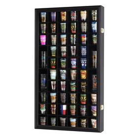 Displaygifts Sc56-bla Shot Glass Display Case Cabinet Wall Rack Holder Shadow Box Lockable With Uv