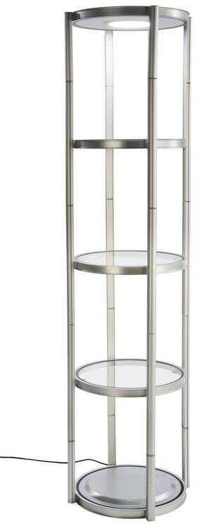 Displays2go 8025 80.25 Inch Portable Twist Display Case With Led Lighting 4 Shelves - Silver