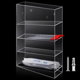 Mee-doublefill-1666 Doublefill 1 Pcs Clear Acrylic Pipette Rack With 4 Compartment Sealed Base 19x12x4 Inch
