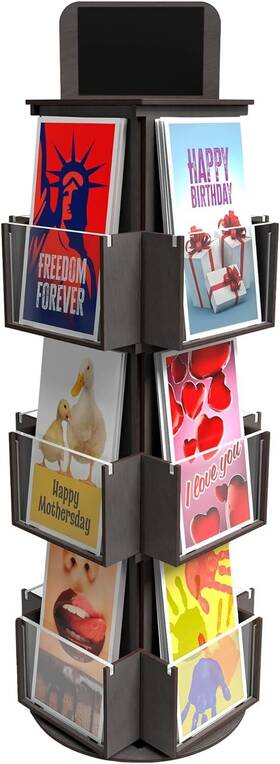 Ds The Display Store 800689633830 Black 3 Tier Wooden Rotating Greeting Card Retail Stand