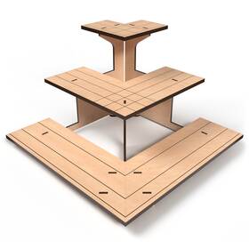 Ds The Display Store Cornerwv2 Corner Natural Wooden Tiered Stand For Vendor Events Shelves