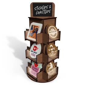 Ds The Display Store Gr-d-b-1 3-tier Rotating Sticker Stand - Brown Wooden Display