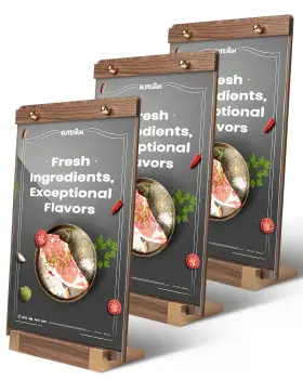 Elitesign 037936630728 Acrylic Sign Holder 8.5 X 11 With Walnut Wood Base Clear Plastic Commercial