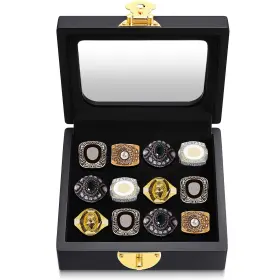 Guu-equsion-212 Equsion Championship Ring Display Case 12 Slots Flat Black Box For