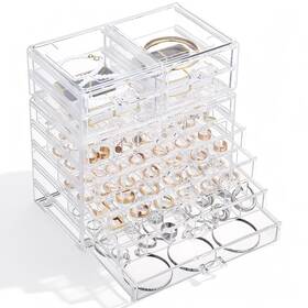 Ewen Sc511027 7-tier Extra-large Jewelry Organizer Box Clear Acrylic Earring Necklace