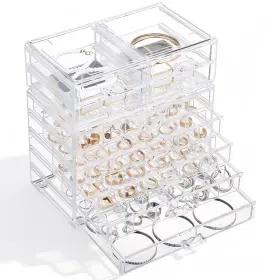 Sc511027 Ewen 7-tier Extra-large Jewelry Organizer Box Clear Acrylic Earring Necklace