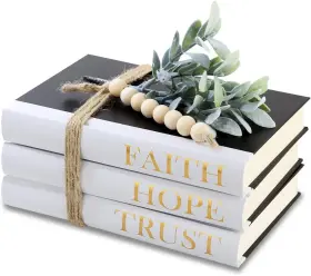 Bla-001 Exood Decorative Hardcover Quote Books Black And White Decoration Faith Hope Trust