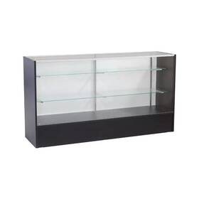 Fibonacci Displays Sc6bk Black Wood Full Vision 70-inch Glass Display Showcase With Shelves And Led Lights