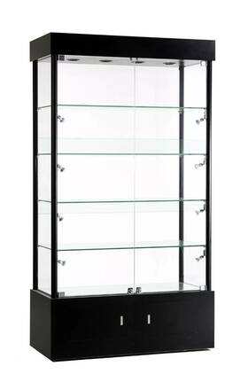 Fibonacci Displays Wl40bk 72-inch Tempered Glass Tower Display - Frameless Showcase With Led Lighting