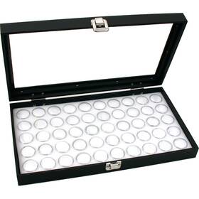 Findingking 773490755780 Glass Top Jewelry Display Case Box White 50 Gem Jars