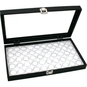 Findingking 773490755780 Glass Top Jewelry Display Case Box White 50 Gem Jars