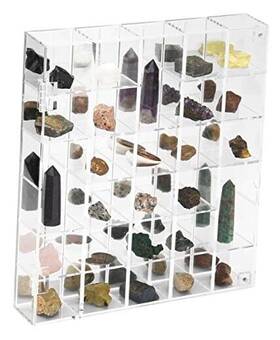 Fire Orange 755530851645 Adjustable Rock Display Case Clear Acrylic Collection Box With Mirrored