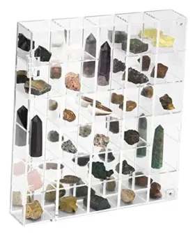 Fire Orange 755530851645 Adjustable Rock Display Case Clear Acrylic Collection Box With Mirrored