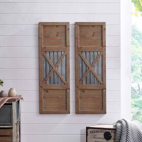 Firstime & Co. 70039 And Co. Raleigh Shutter Wall Plaque Set 36 Inch H X 12 W Natural Antique