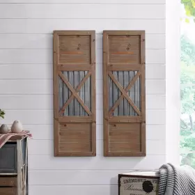 70039 Firstime & Co. And Raleigh Shutter Wall Plaque Set 36 Inch H X 12 W Natural Antique