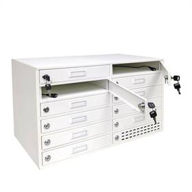 Fixturedisplays 15261 11x2x12 Inch Slot 12slot Metal Cellphone Locker Cabinet Charge Station Ipad Computer