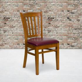 Flash Furniture Xu-dgw0008vrt-chy-blkv-gg Cherry Hardwood Slat Back Restaurant Chair - 17.5 W X 20.75 D 34.5 H
