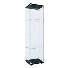 Flymuhjia 974326610196 Curio Cabinet Glass Display Case For Collectibles With Door 4 Shelve