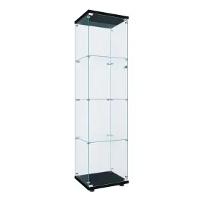 Flymuhjia 974326610196 Curio Cabinet Glass Display Case For Collectibles With Door 4 Shelve