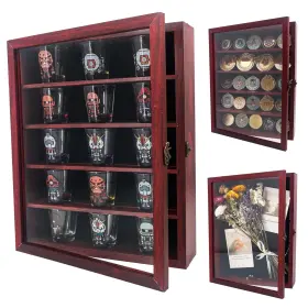Sf408-red Framepro 11x14 Display Case With Adjustable Shelves Cherry 4-tier Memory Shadow Box F