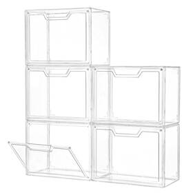 Freebat M5-bh Stackable Storage Bins Clear Acrylic Display Case 5-pack Boxes With