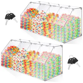Lec-geetery-2065 Geetery 2 Pack 4 Tier Acrylic Candy Bin Clear Partitioned Dry Food Display Sp