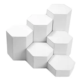 St-3138l Gems On Display Mid Size White Leather Jewelry Stand Riser Set - 6 Pieces