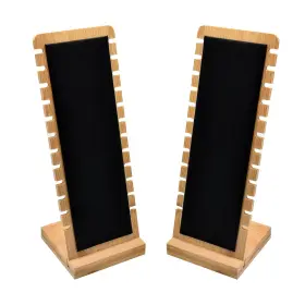 Golden Strawberry 754552182683 2 Pack Bamboo Panel Jewelry Necklace Tabletop Display Boards Stand Black
