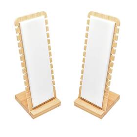 Golden Strawberry 9000096 2 Pack Bamboo Panel Jewelry Necklace Tabletop Display Boards Stand White