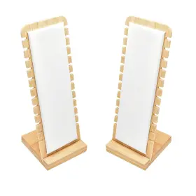 9000096 Golden Strawberry 2 Pack Bamboo Panel Jewelry Necklace Tabletop Display Boards Stand White
