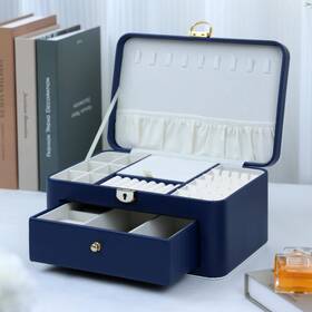 Goodar 728047896751 2 Layers Jewelrly Box Jewelry Display Case And Organizer With Drawer Large Jewe