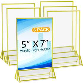 Gpyg Kt-013 6 Pack 5x7 Acrylic Sign Holder Double Side Clear Holders Picture Photo
