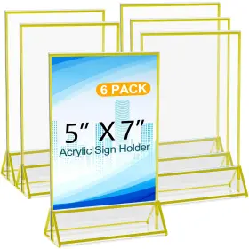 Kt-013 Gpyg 6 Pack 5x7 Acrylic Sign Holder Double Side Clear Holders Picture Photo