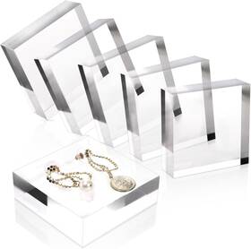 Hacaroa Ha-acrylicdisplayblock-6p 6 Pieces Acrylic Square Display Block 3 X 1 Inches Clear Polishe