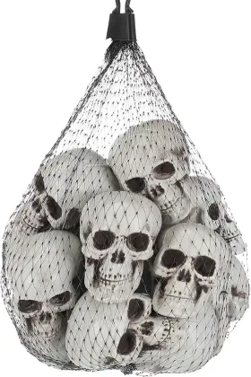 Liuone-1 Hanaiette 10 Mini Halloween Skull Heads - Decor For Party Silver Or Light Gray