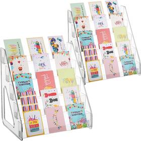 Hlimior Hzcp-kpj001 2 Pack 5-tier Acrylic Card Display Stand Taller Clear Shelf Desktop