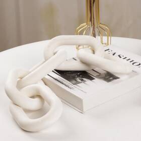 Hmasyo 780669492896 White Wood Chain Link Decor 5-link Wooden Decorative White-5