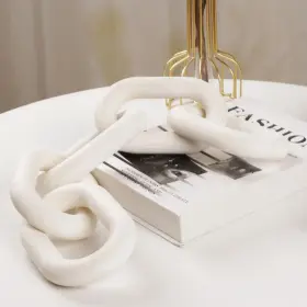 5-link Hmasyo 780669492896 White Wood Chain Link Decor Wooden Decorative White-5