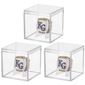 Hooqict J-jzzsh-3 3 Pack Championship Ring Display Case Clear Acrylic Mini Footbal
