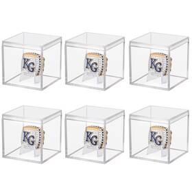 Hooqict J-jzzsh-6 6 Pack Championship Ring Display Case Clear Acrylic Mini Basebal