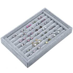 Hqdeal 401-05816 7 Slots Jewelry Accessories Display Storage Box Case Velvet Ring Showcase Hol
