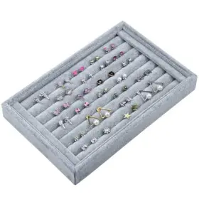 401-05816 Hqdeal 7 Slots Jewelry Accessories Display Storage Box Case Velvet Ring Showcase Hol